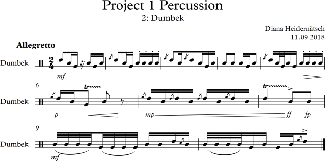 Project 1 Percussion Solo 2 Dumbek Sibelius Screenshot