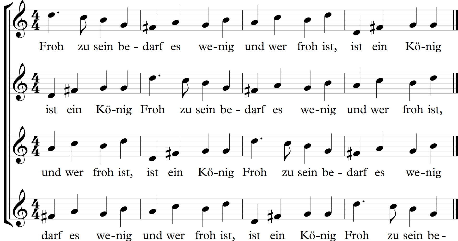 Froh zu sein four voices